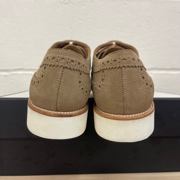 Tod's Men's Beige Suede Wingtip Oxford Dress Shoes Men's Size 9.5 Made In Italy - Picture 6 of 9